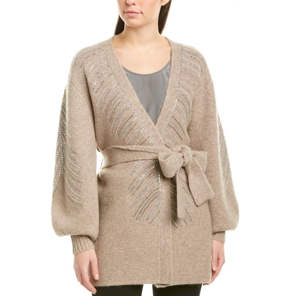 NWOT Ronny Kobo  w/ Crystals and Beaded Belted Cardigan